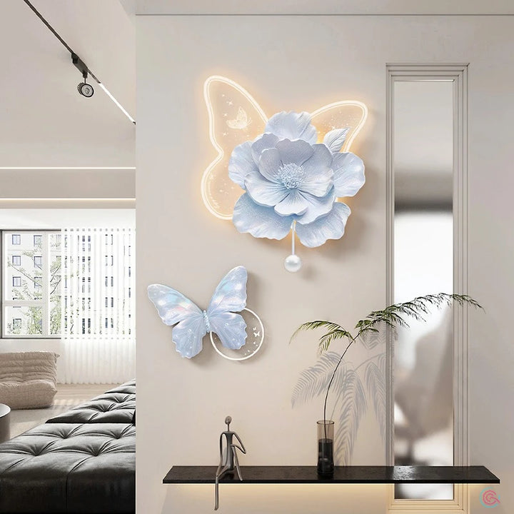 Butterfly Flower with LED Light for Wall Decor