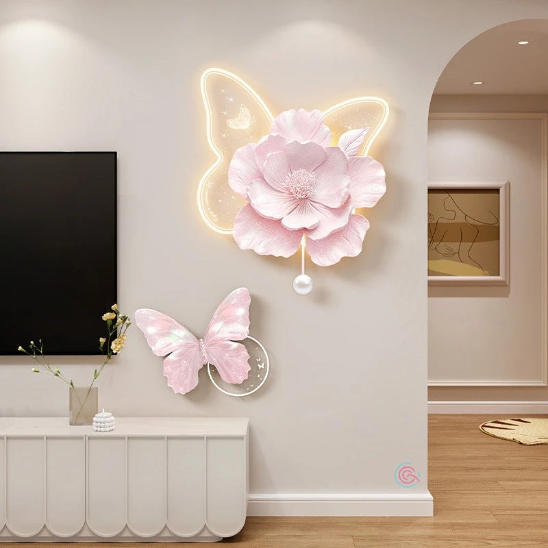 Butterfly Flower with LED Light for Wall Decor