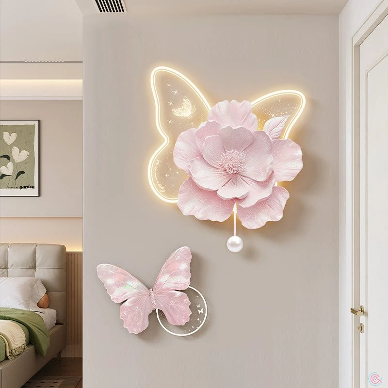 Butterfly Flower with LED Light for Wall Decor