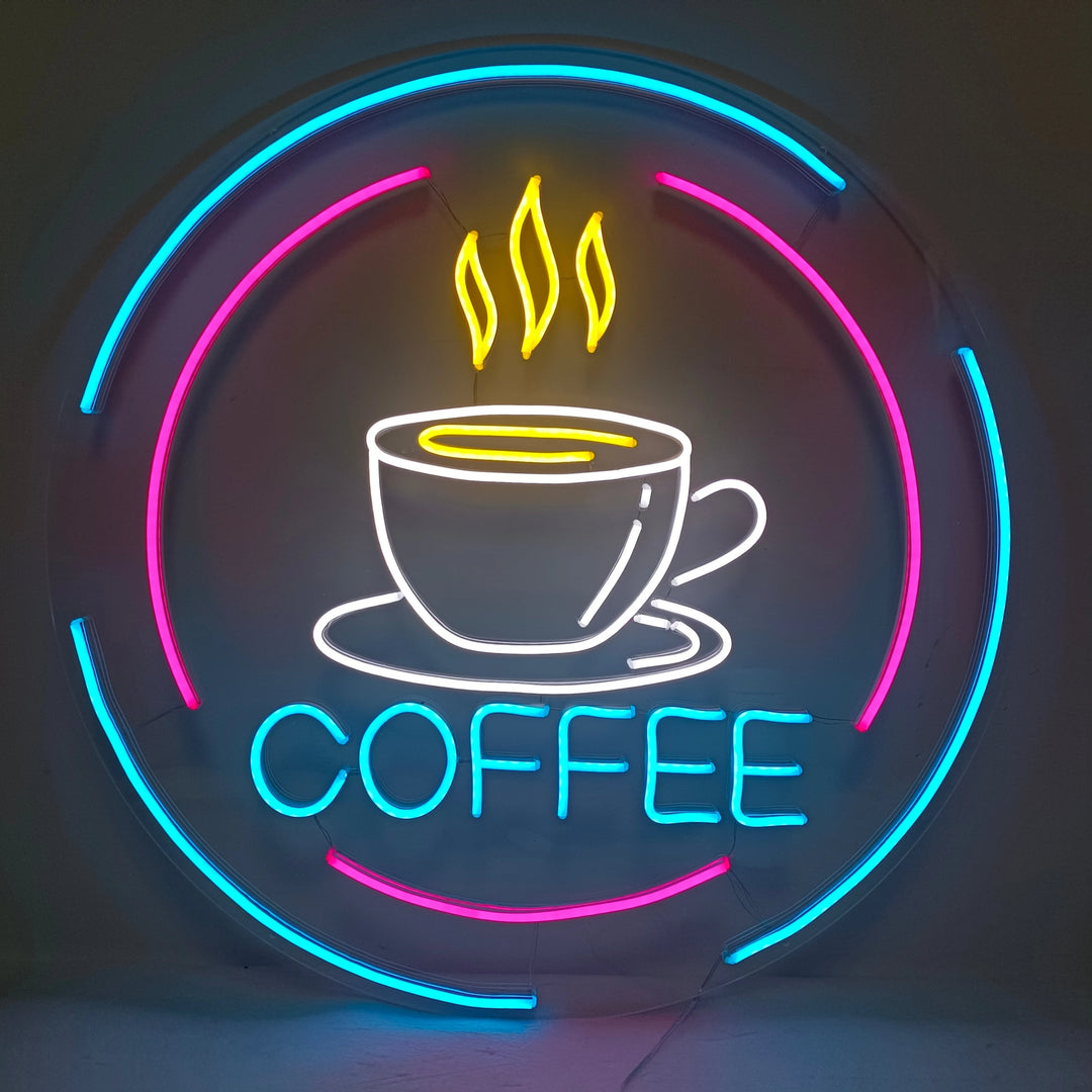 Coffee Cup With Circles Neon Sign - GEEKNEON