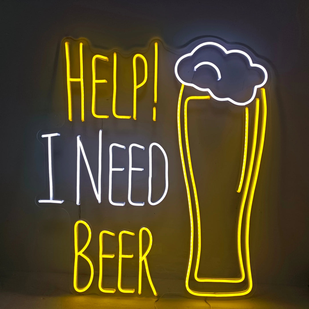 Help I Need Beer Neon Sign - GEEKNEON