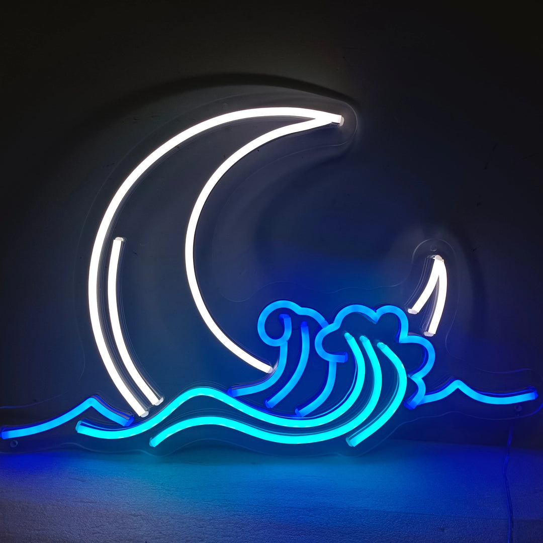 Moon and Waves Neon Sign - GEEKNEON