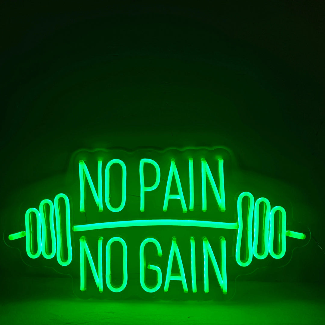 No Pain No Gain Neon Sign, Fitness Quotes - GEEKNEON