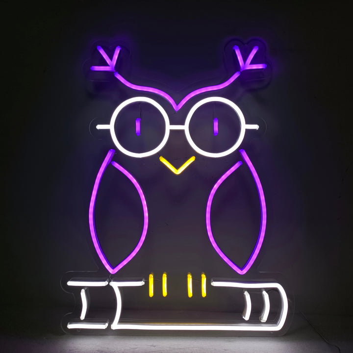 Owl on Book Neon Sign - GEEKNEON