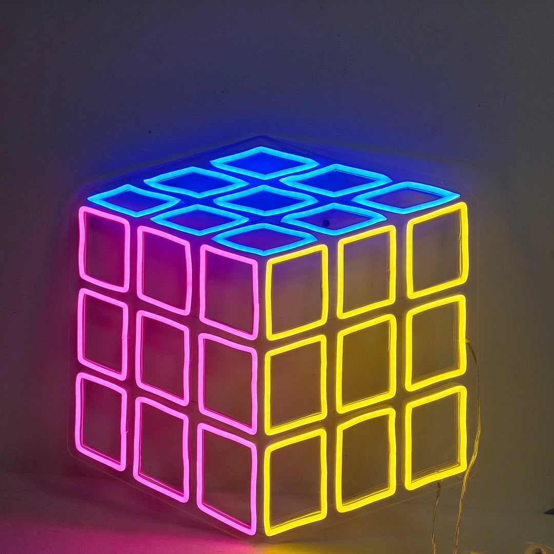 Rubiks Cube Neon Sign for Game Room - GEEKNEON