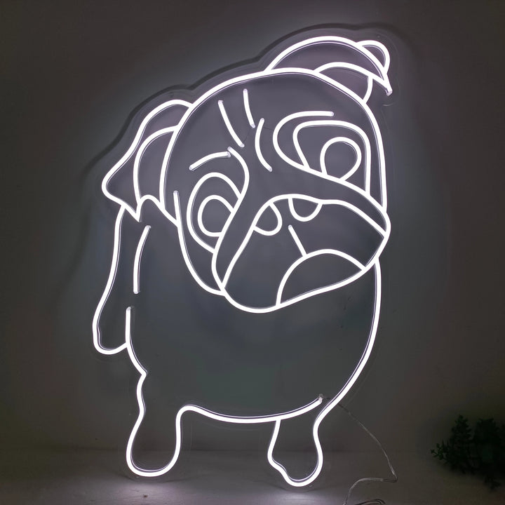 White Pug Dog Neon Sign - GEEKNEON