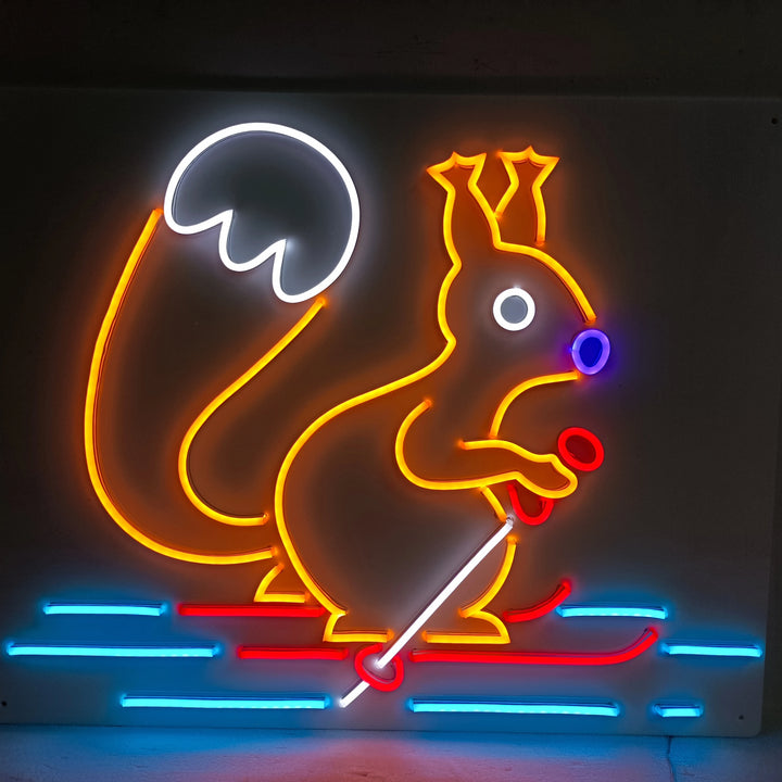 Squirrel Skiing Neon Sign - GEEKNEON