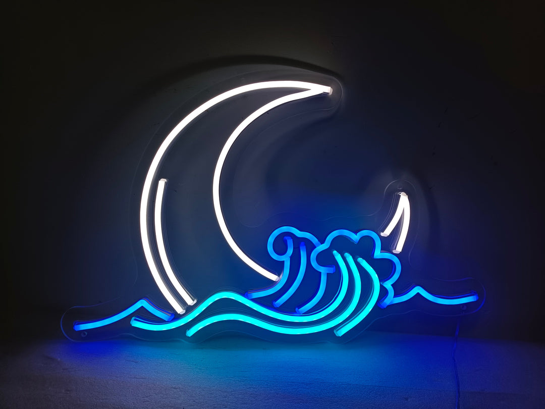 Moon and Waves Neon Sign - GEEKNEON