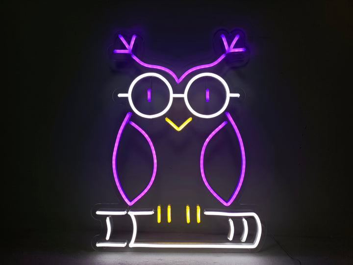 Owl on Book Neon Sign - GEEKNEON