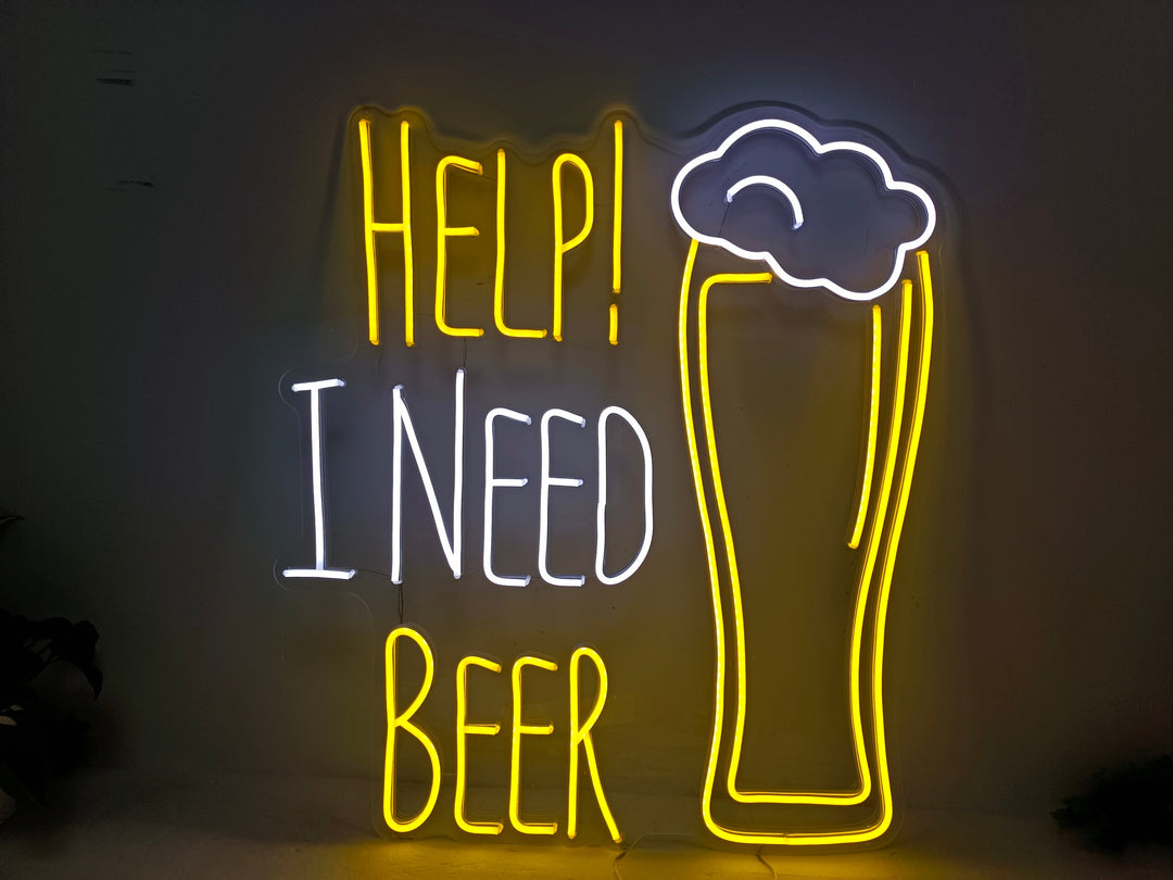 Help I Need Beer Neon Sign - GEEKNEON