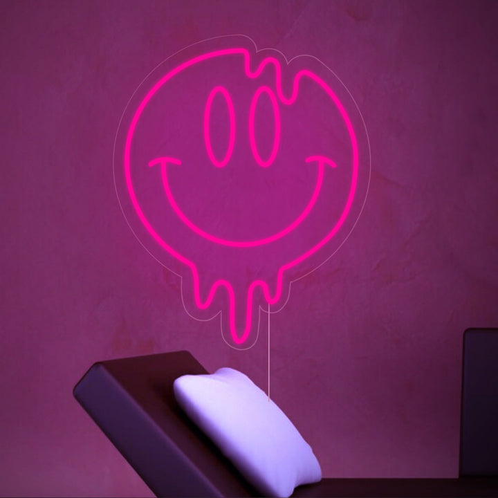 Emoji Smiley Face Dripping Neon Sign - GEEKNEON