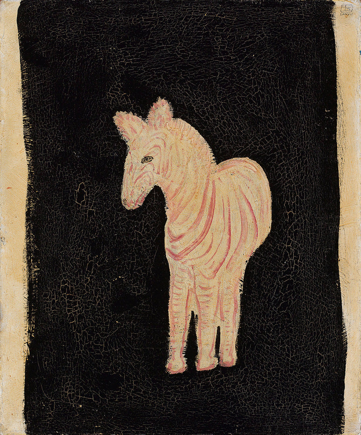 Pink and White Striped HorsePainting, Desktop Decoration - GEEKNEON