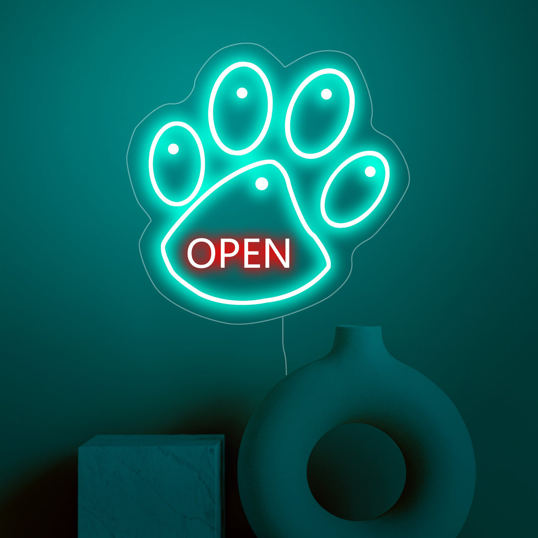 Dog Footprit Open Neon Sign - GEEKNEON