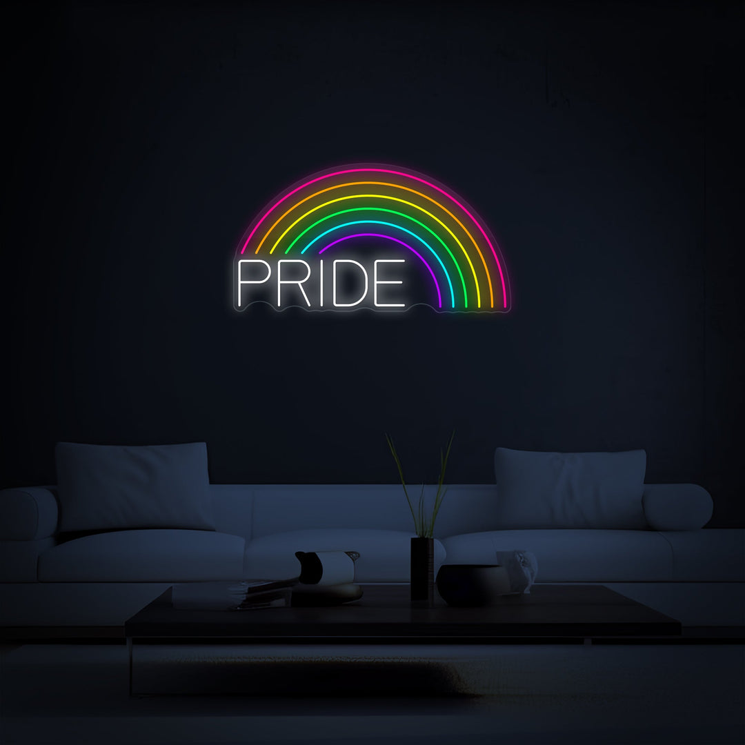 Pride with Rainbow Neon Sign - GEEKNEON