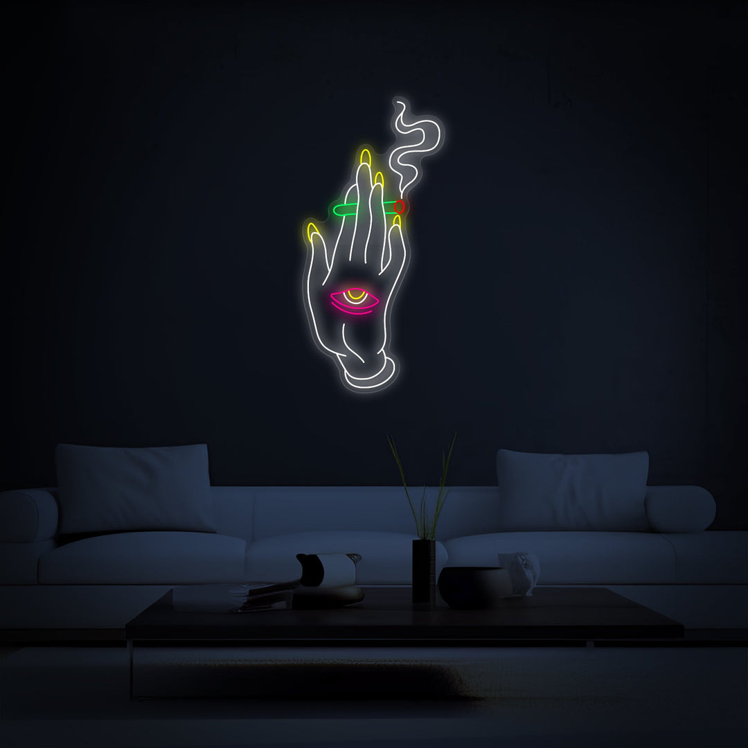 Smoking Hand With Joint Neon Sign, Cigarette Led Neon Sign - GEEKNEON