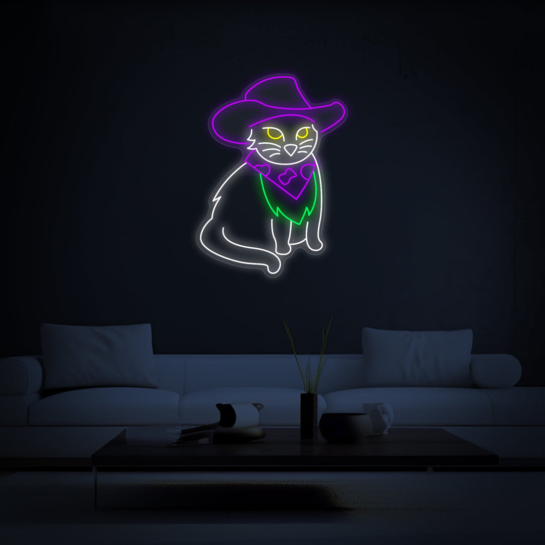 Custom Cowboy Cat Neon Sign - GEEKNEON