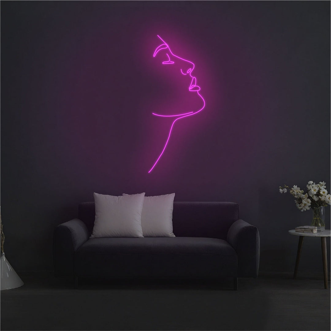 Geometric Face Outline Neon Wall Decor