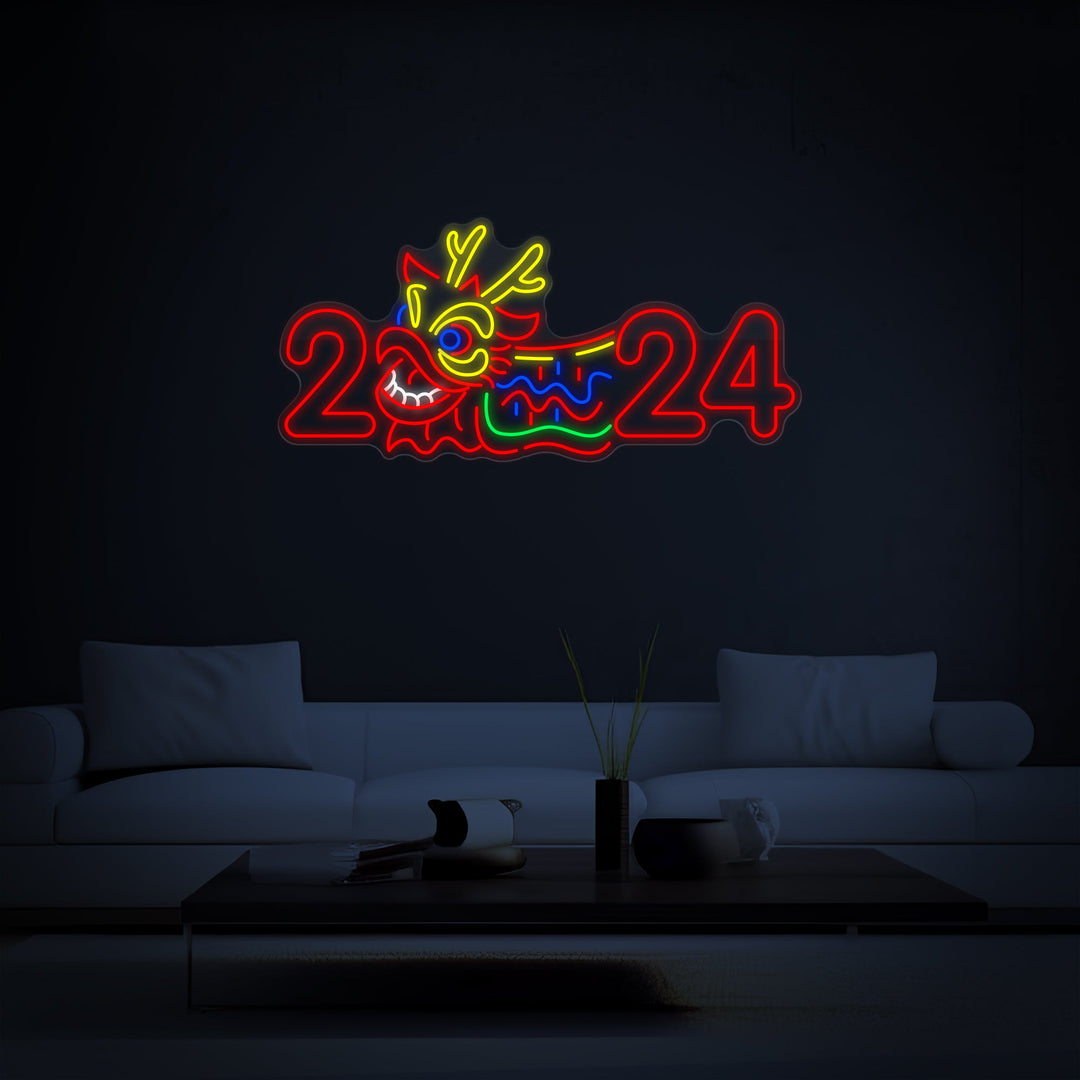 2024 with Cute Dragon Neon Sign - GEEKNEON