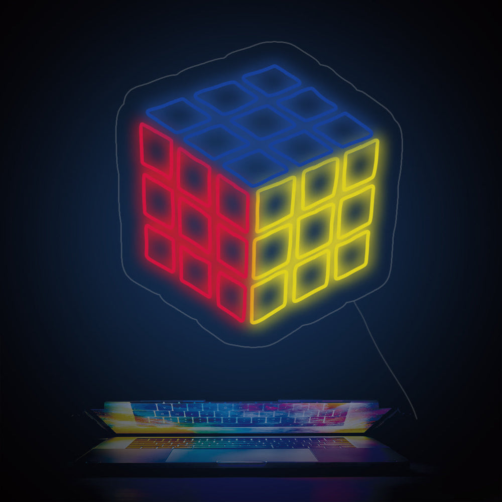 Rubiks Cube Neon Sign for Game Room - GEEKNEON