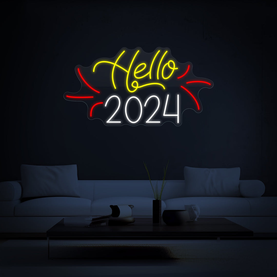 Hello 2024 Neon Sign - GEEKNEON