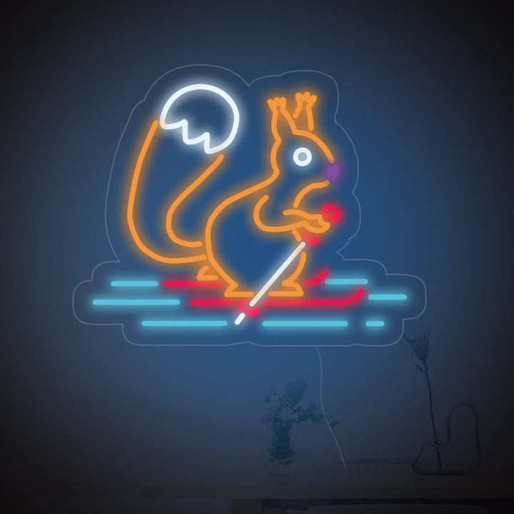 Squirrel Skiing Neon Sign - GEEKNEON