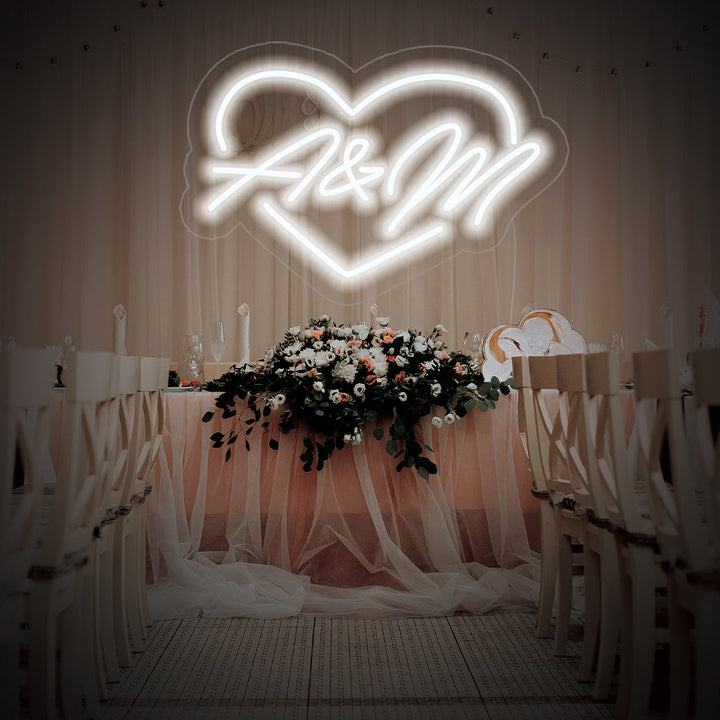 Custom Initials Heart Neon Wedding Sign - GEEKNEON