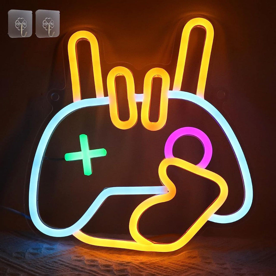 Rock Hand Gesture Neon Light