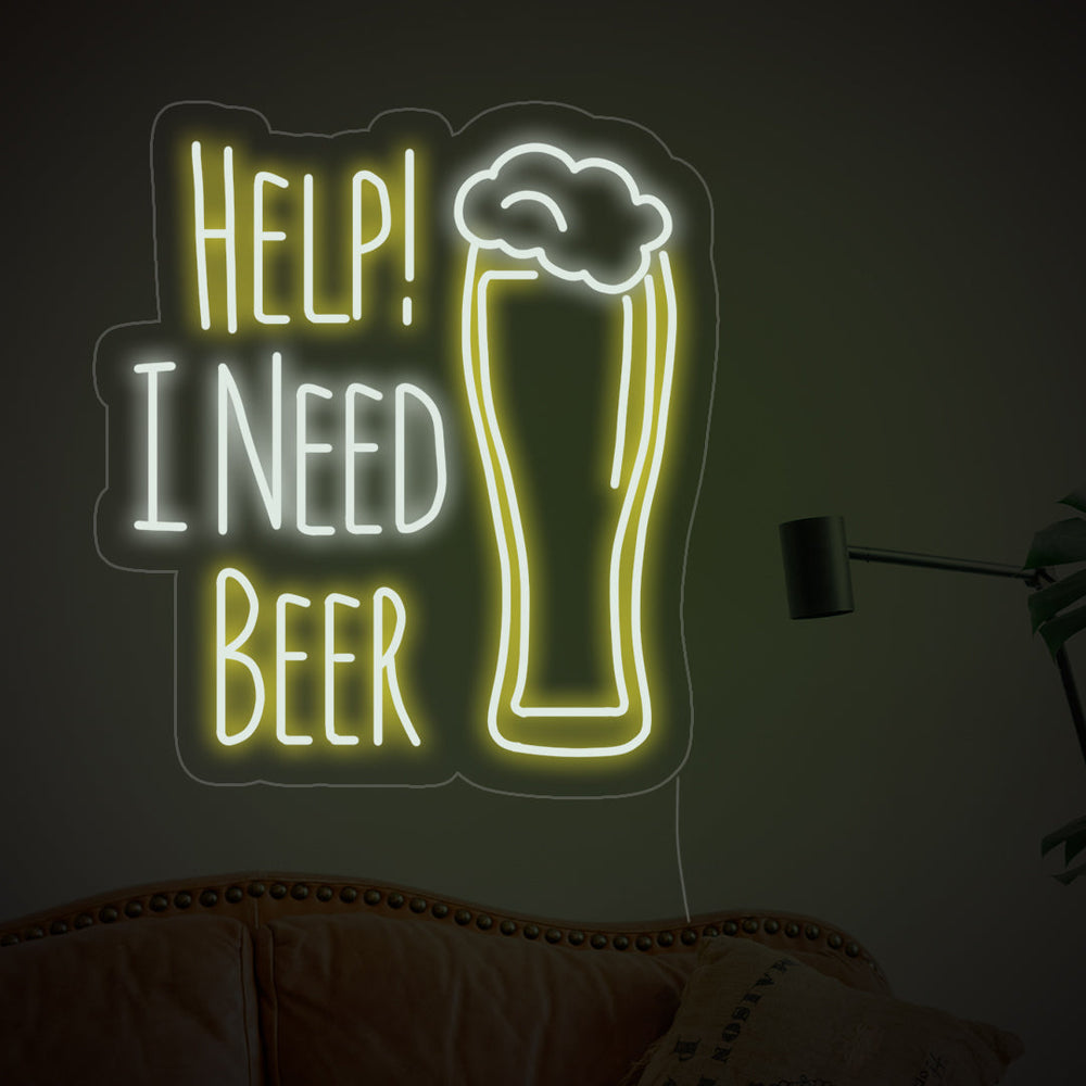 Help I Need Beer Neon Sign - GEEKNEON