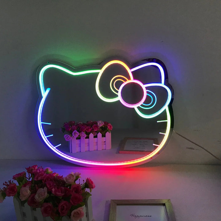 Kitty Cat Mirror Neon Sign - GEEKNEON