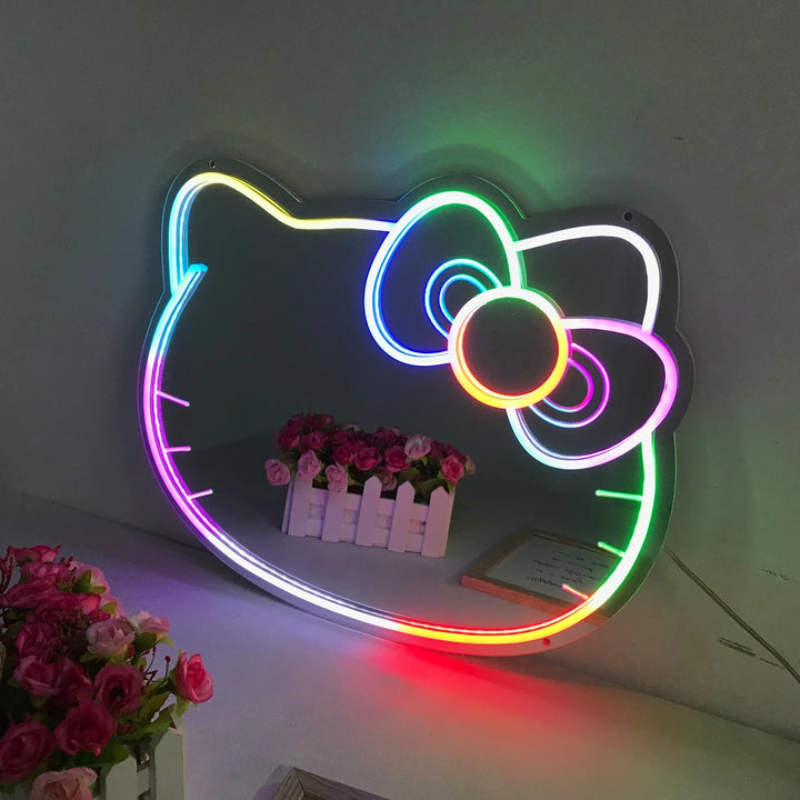 Kitty Cat Mirror Neon Sign - GEEKNEON