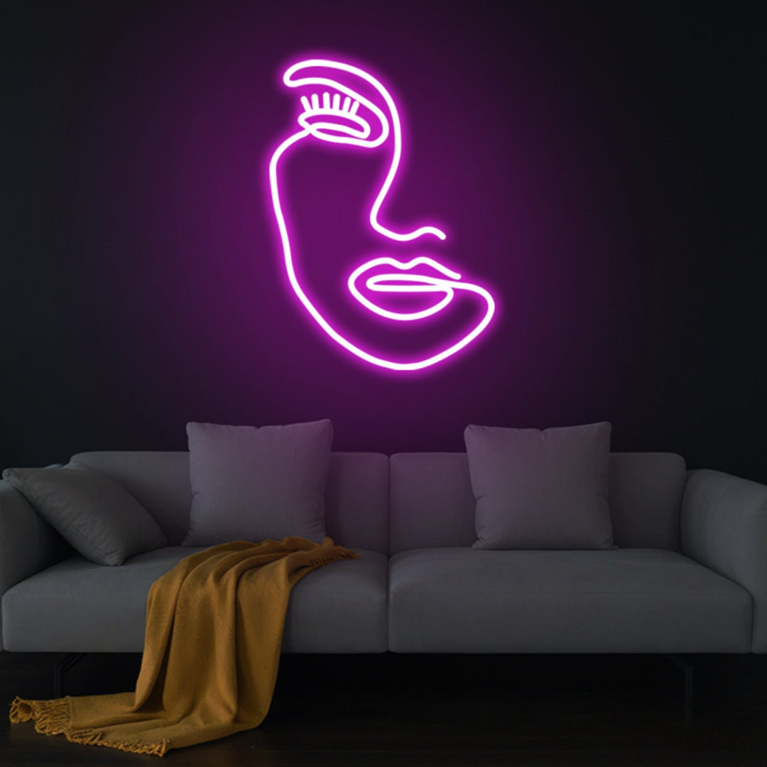 Abstract Woman Face Neon Light