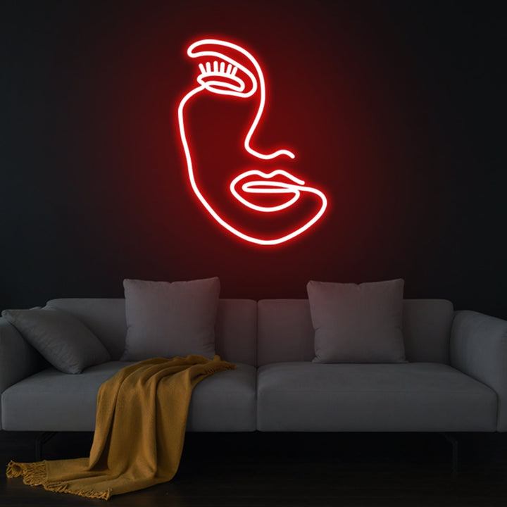 Linear Woman Face Neon Sign - GEEKNEON