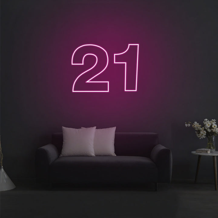 21 Neon Sign, Custom Your Own Number Neon Sign for Events - GEEKNEON