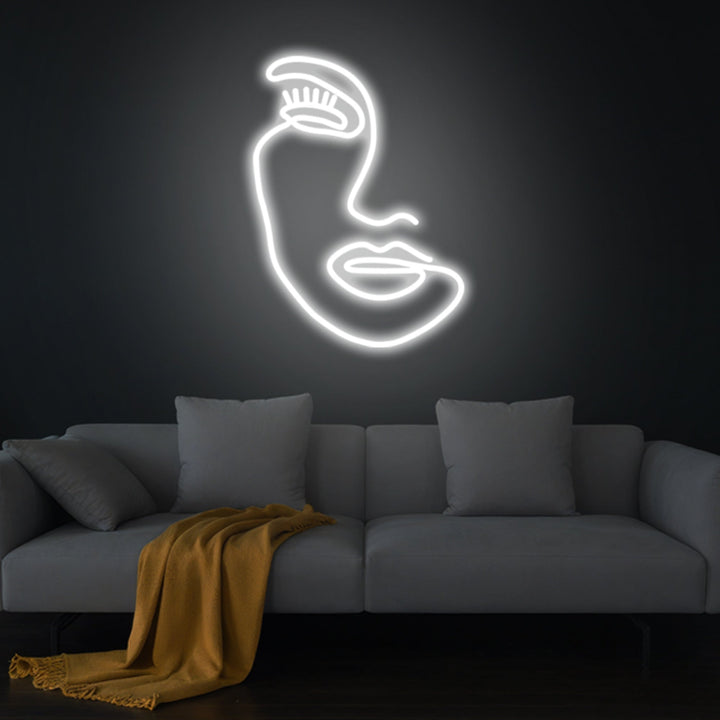 Linear Woman Face Neon Sign - GEEKNEON