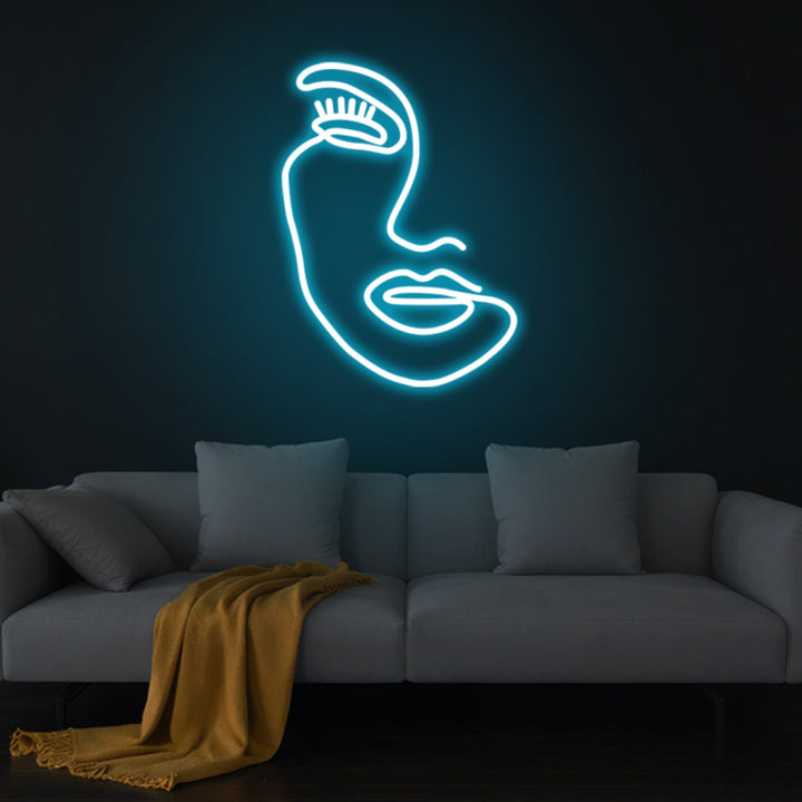 Linear Woman Face Neon Sign - GEEKNEON